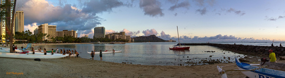 Outrigger Canoes with Diamond Head in the Background